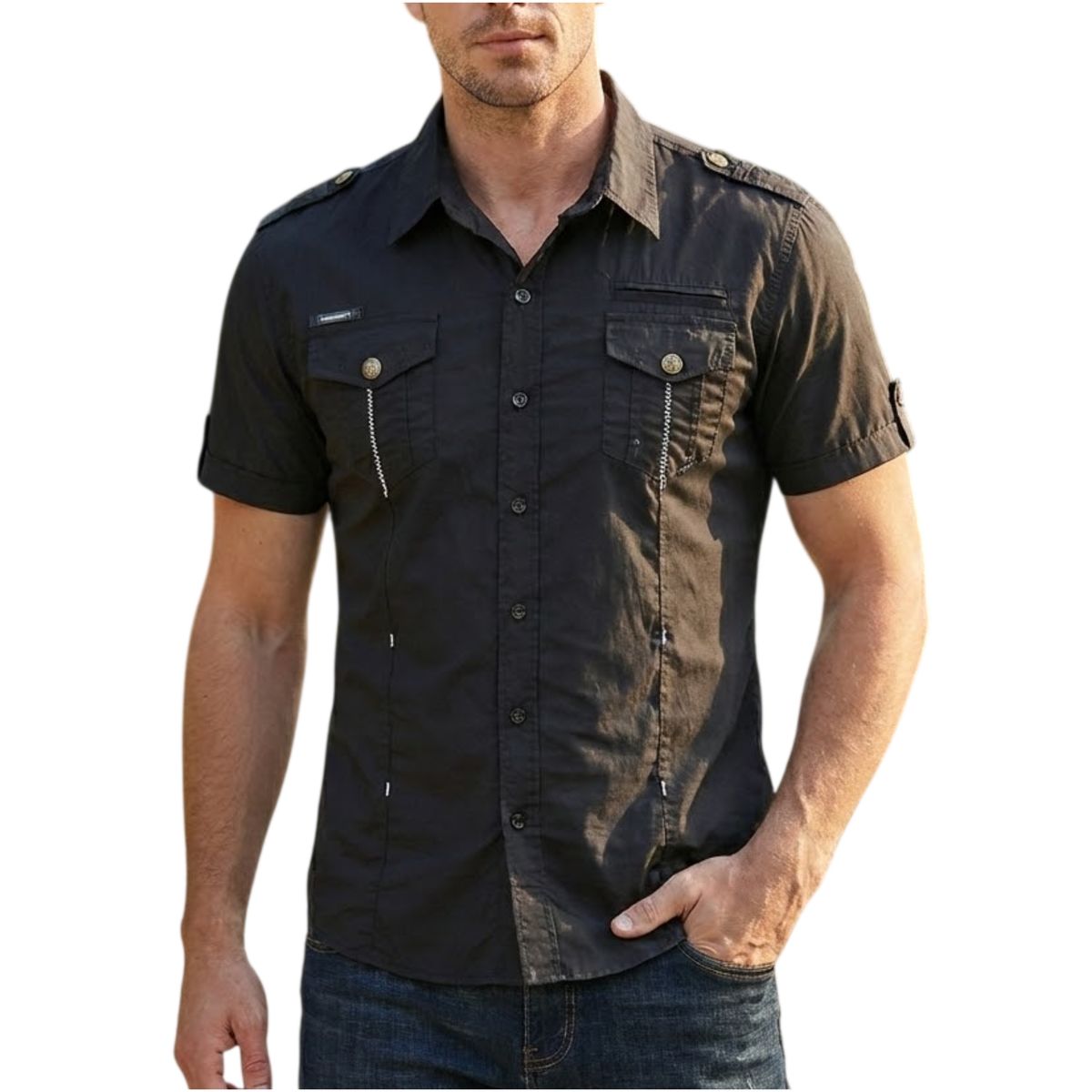 Men’s Cotton Utility Short-Sleeve Shirt