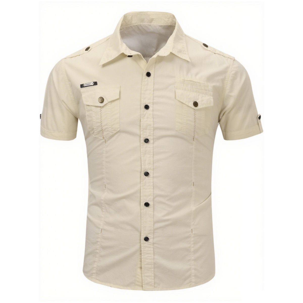 Camisa utilitaria de manga corta de algodón para hombre