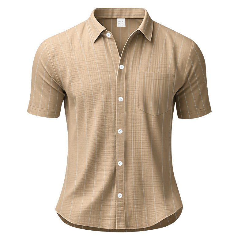 Men's Linen Striped Short Sleeve Shirt