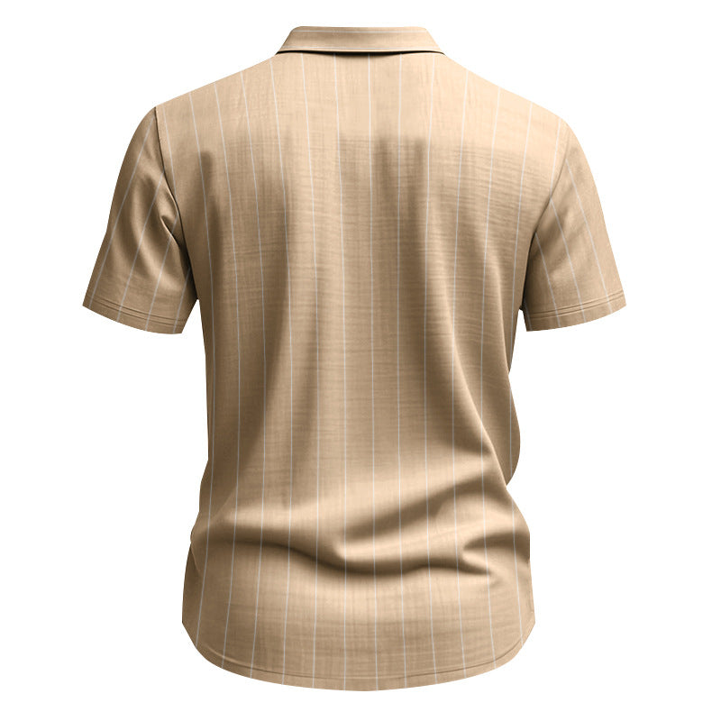 Men's Linen Striped Short Sleeve Shirt