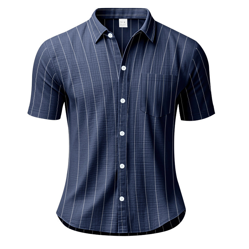 Men's Linen Striped Short Sleeve Shirt