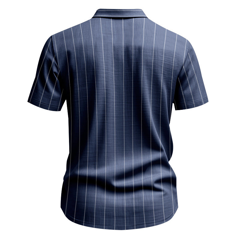 Men's Linen Striped Short Sleeve Shirt