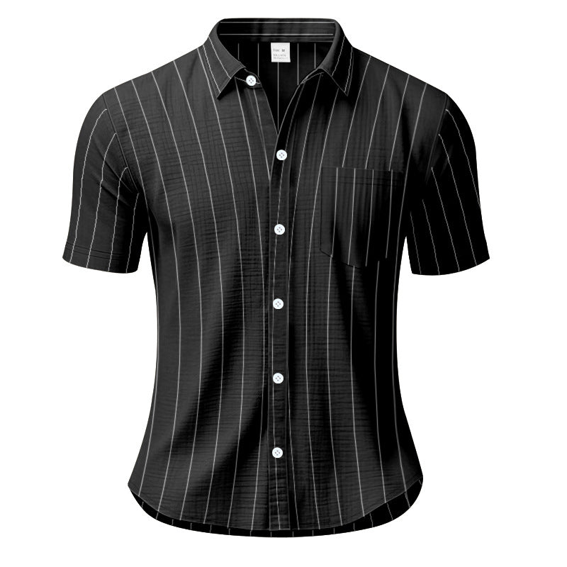 Men's Linen Striped Short Sleeve Shirt