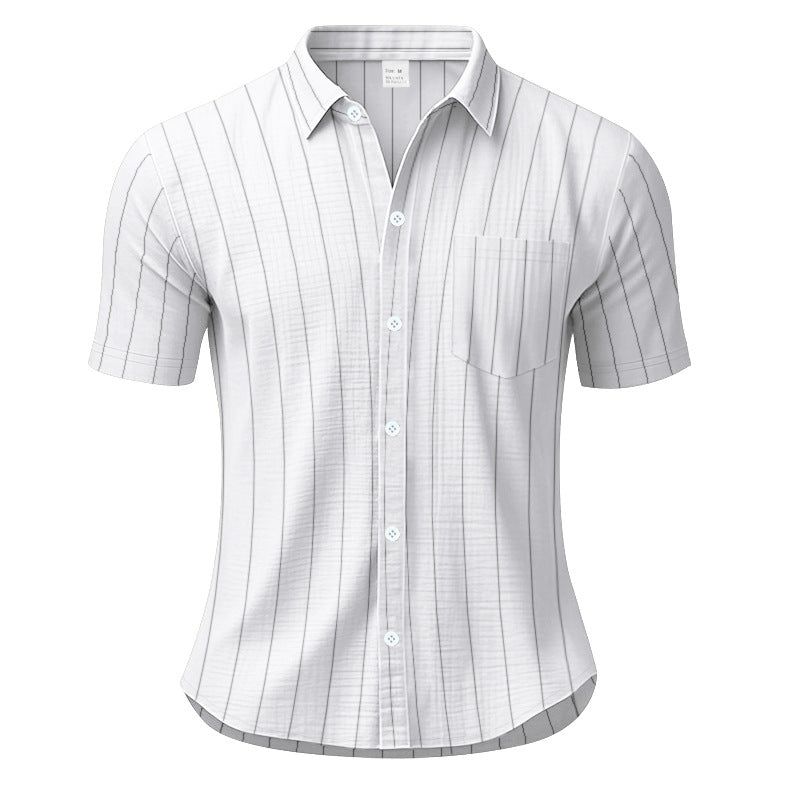 Men's Linen Striped Short Sleeve Shirt
