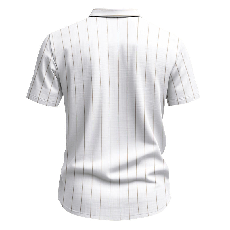 Men's Linen Striped Short Sleeve Shirt