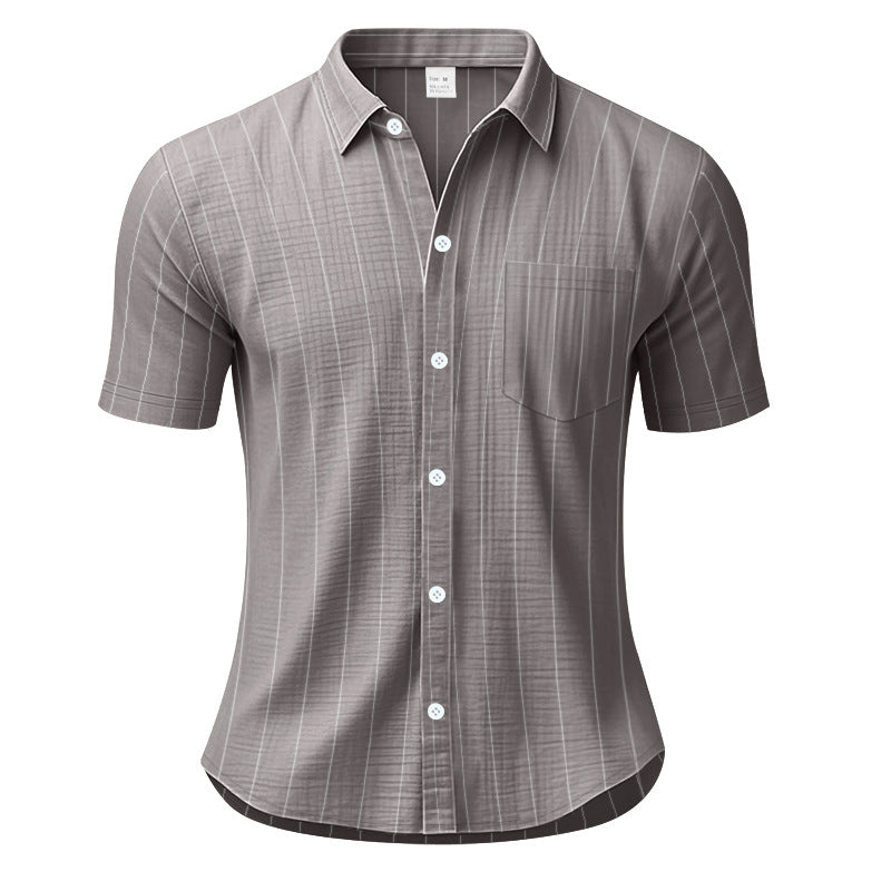Men's Linen Striped Short Sleeve Shirt