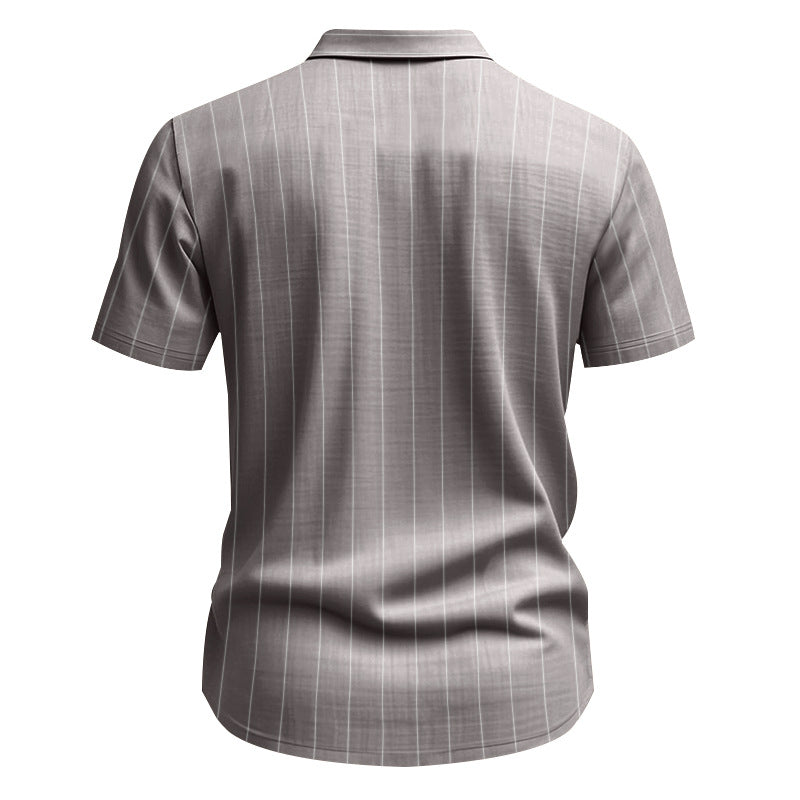 Men's Linen Striped Short Sleeve Shirt