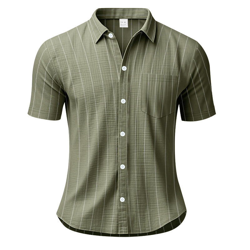 Men's Linen Striped Short Sleeve Shirt