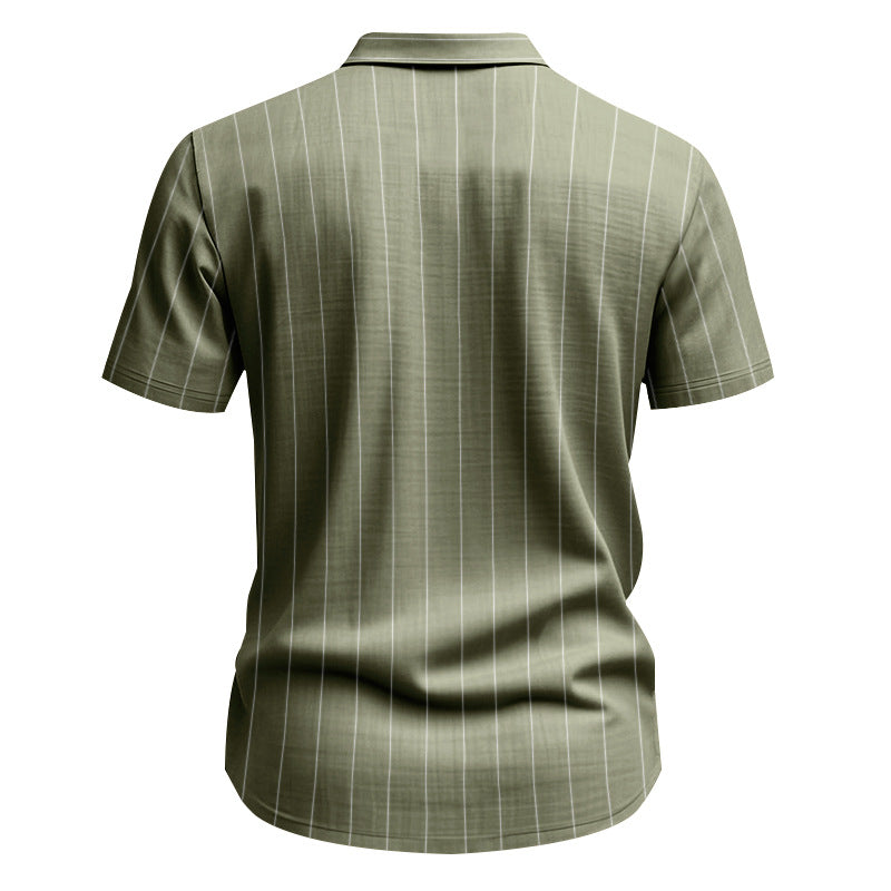 Men's Linen Striped Short Sleeve Shirt