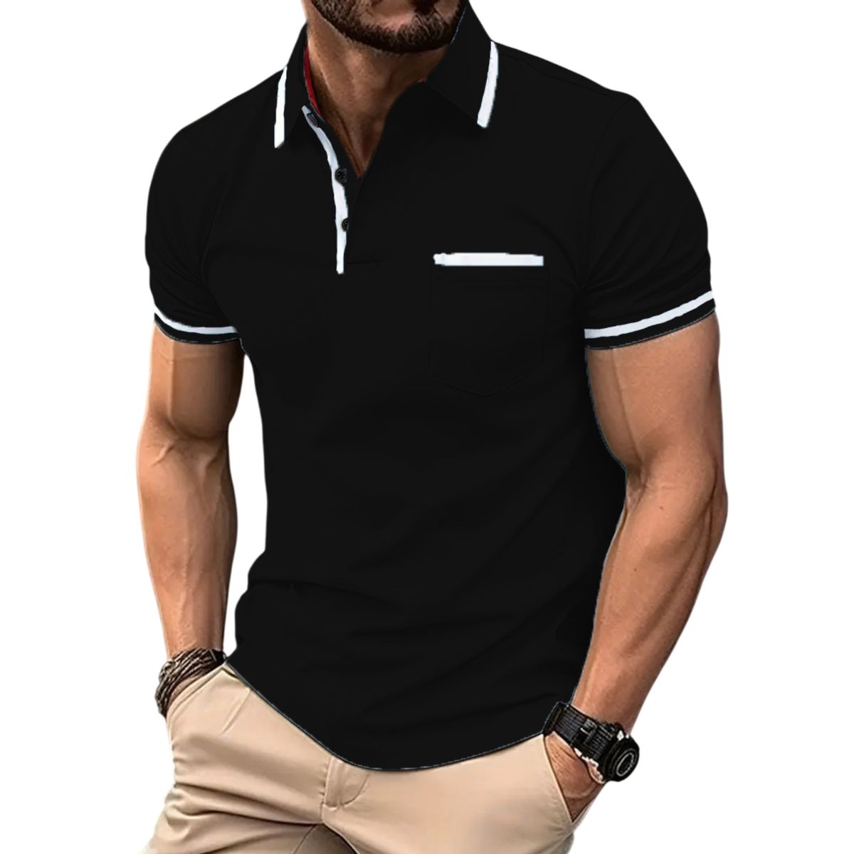 Men’s Modern Slim-Fit Contrast Trim Polo Shirt