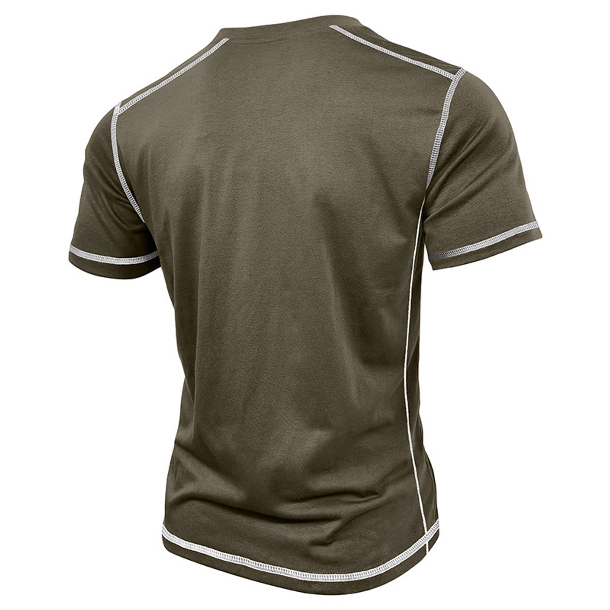 T-shirt Henley ajusté pour homme avec surpiqûres contrastées