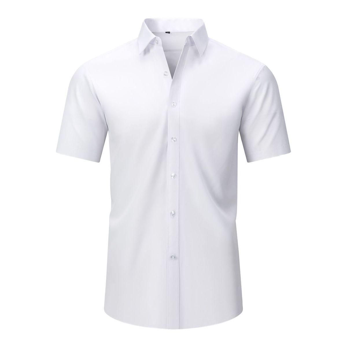 White short-sleeve dress shirt on a white background