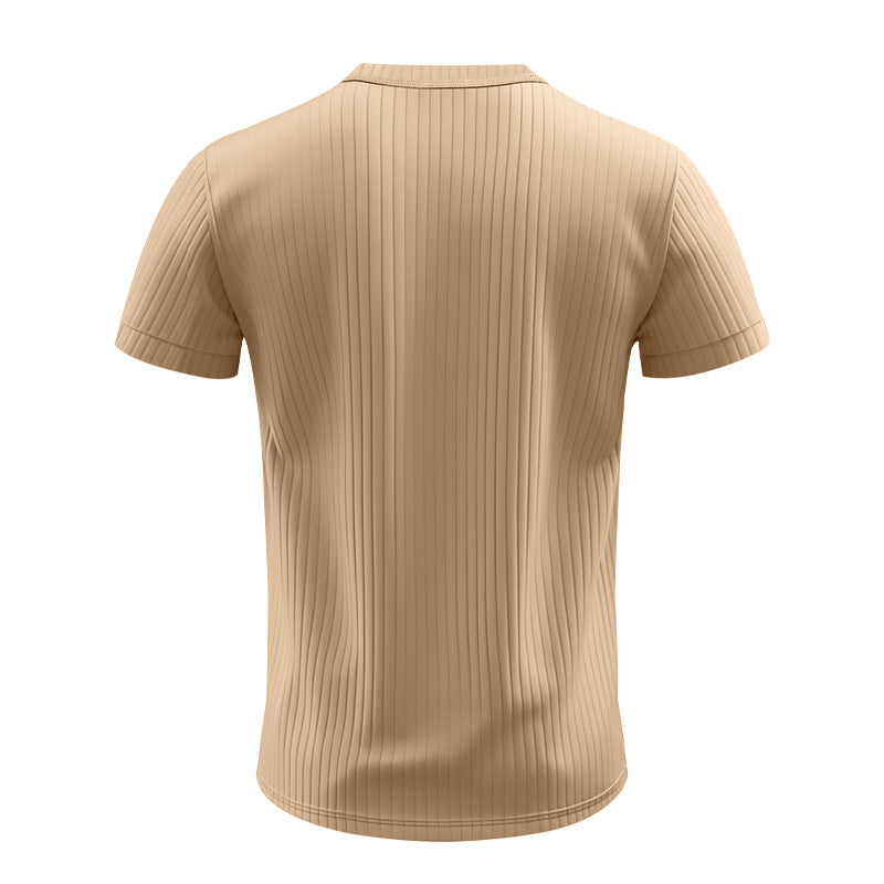 T-shirt Henley a Coste da Uomo a Maniche Corte