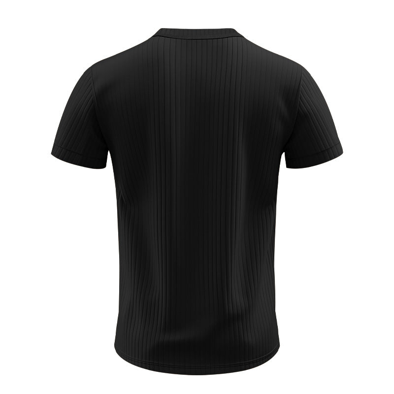 T-shirt Henley a Coste da Uomo a Maniche Corte