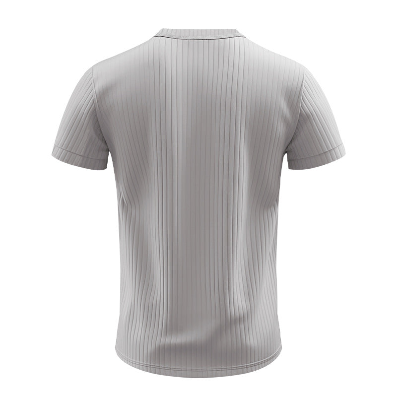 T-shirt Henley a Coste da Uomo a Maniche Corte