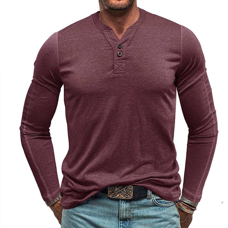 Chemise Henley Vintage à Patte de Boutons pour Homme