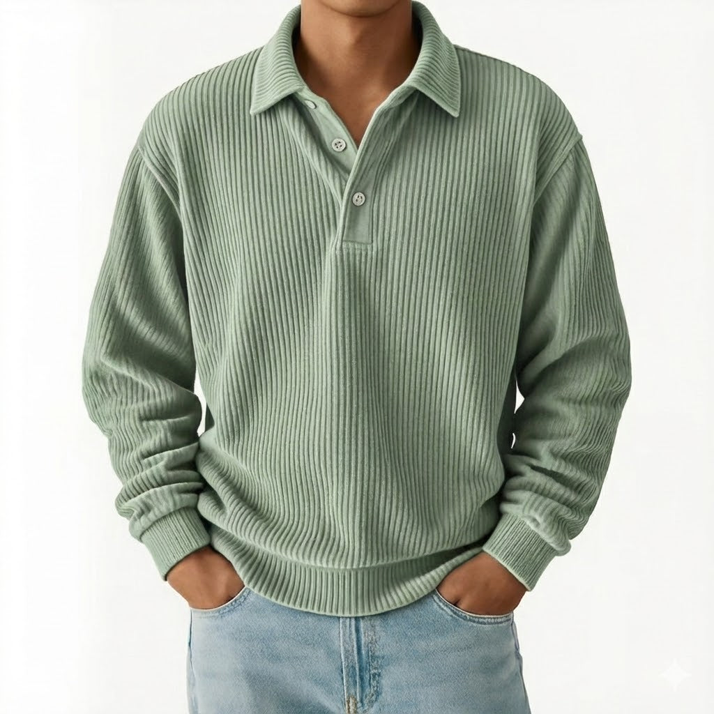 Men’s Vintage Corduroy Ribbed Polo Pullover