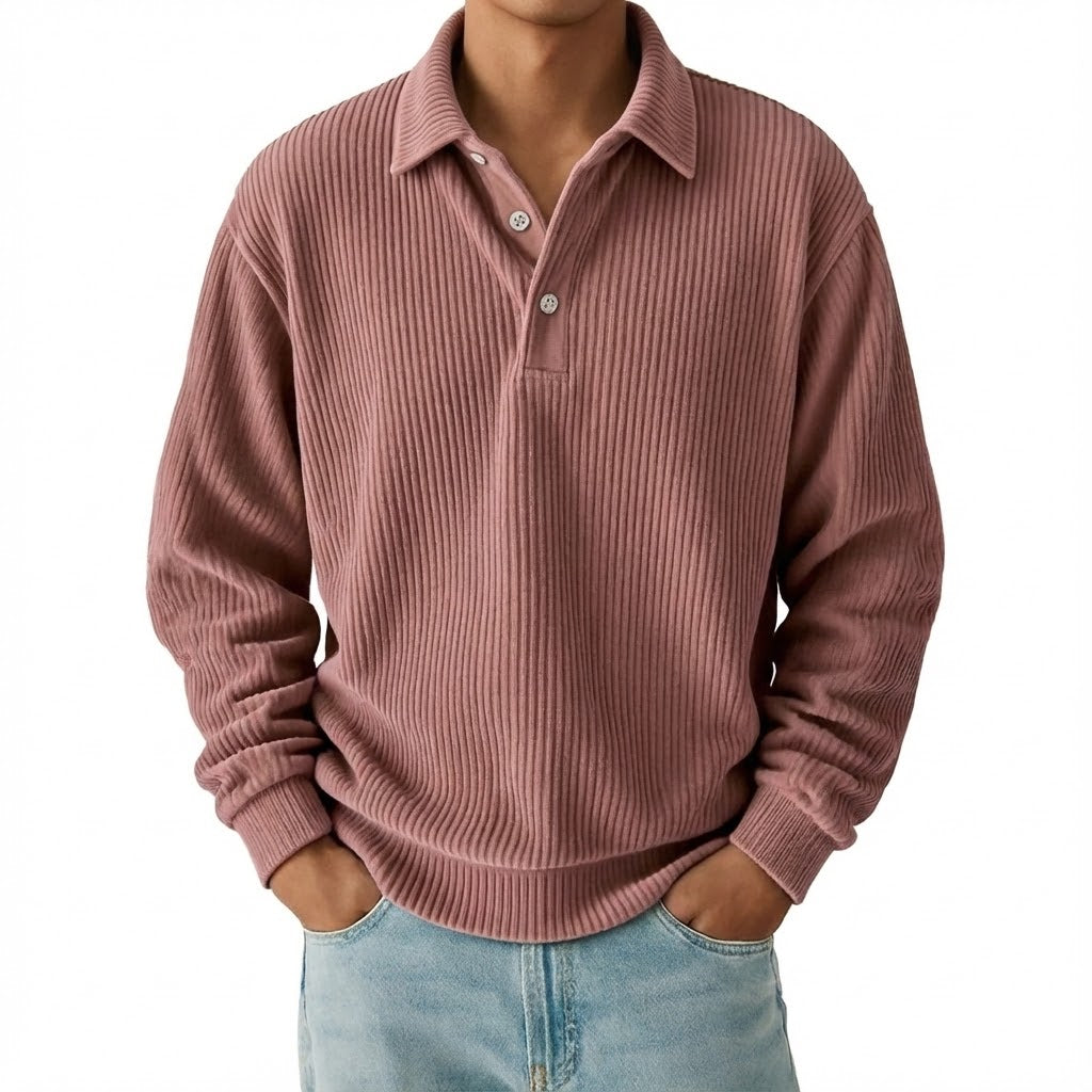 Men’s Vintage Corduroy Ribbed Polo Pullover