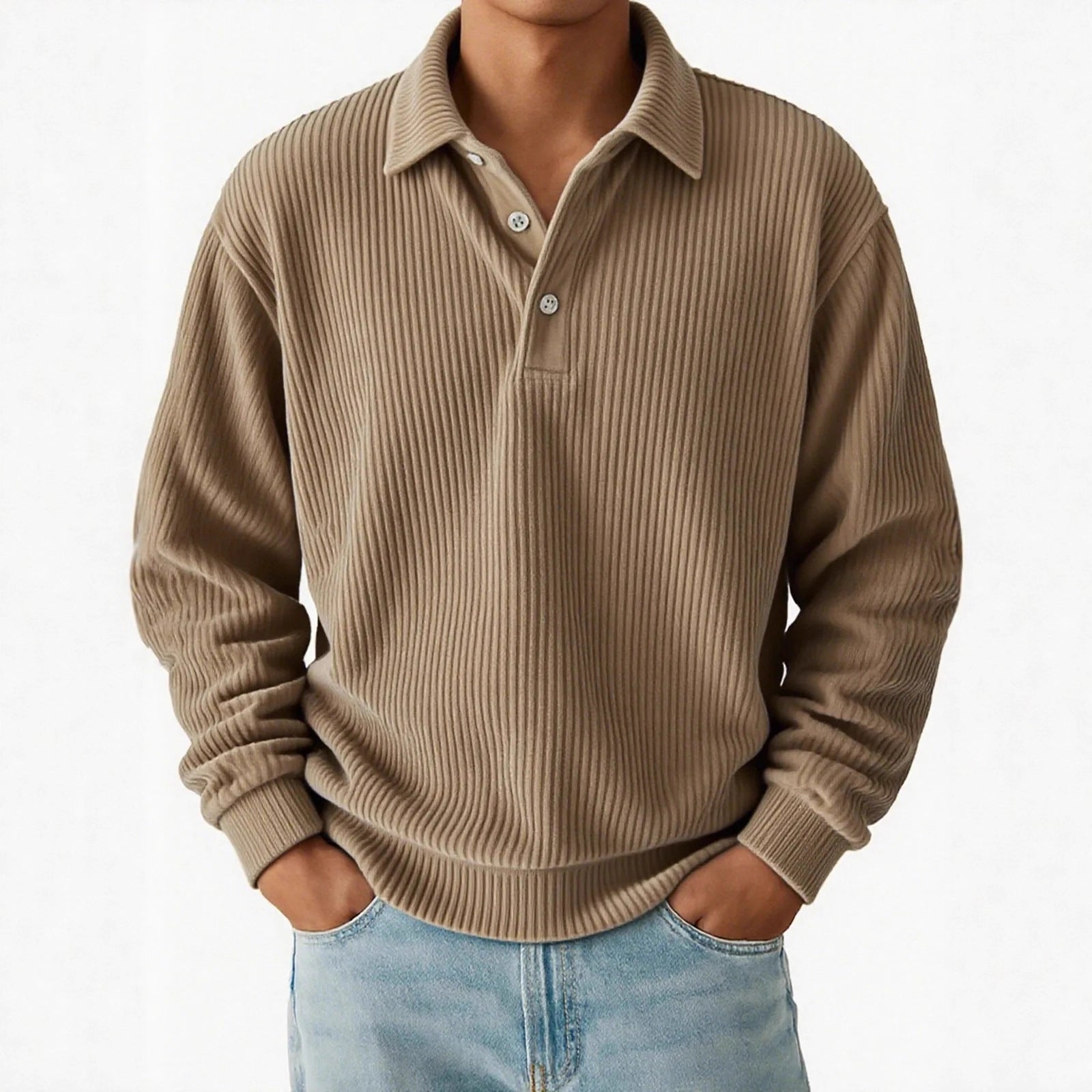 Men’s Vintage Corduroy Ribbed Polo Pullover