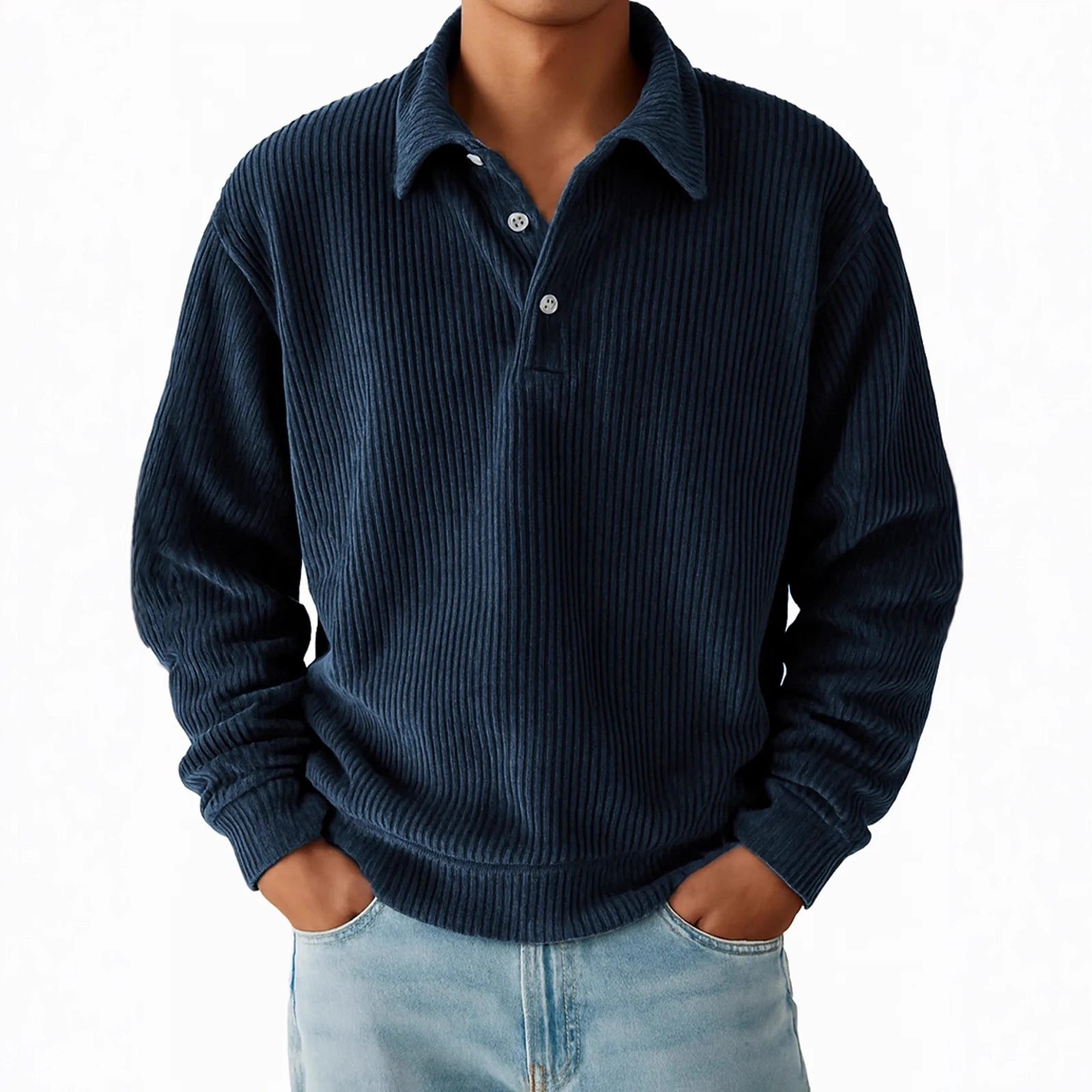 Men’s Vintage Corduroy Ribbed Polo Pullover