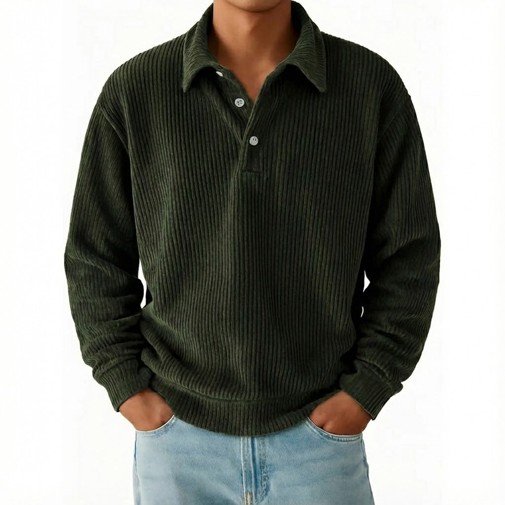 Men’s Vintage Corduroy Ribbed Polo Pullover