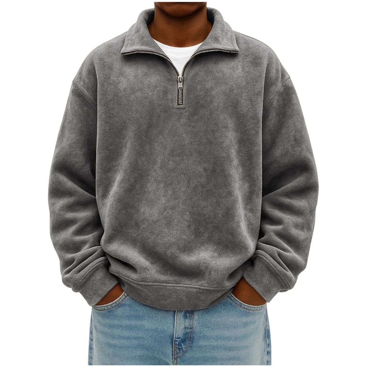 Men’s Vintage Cotton Half-Zip Pullover Sweatshirt