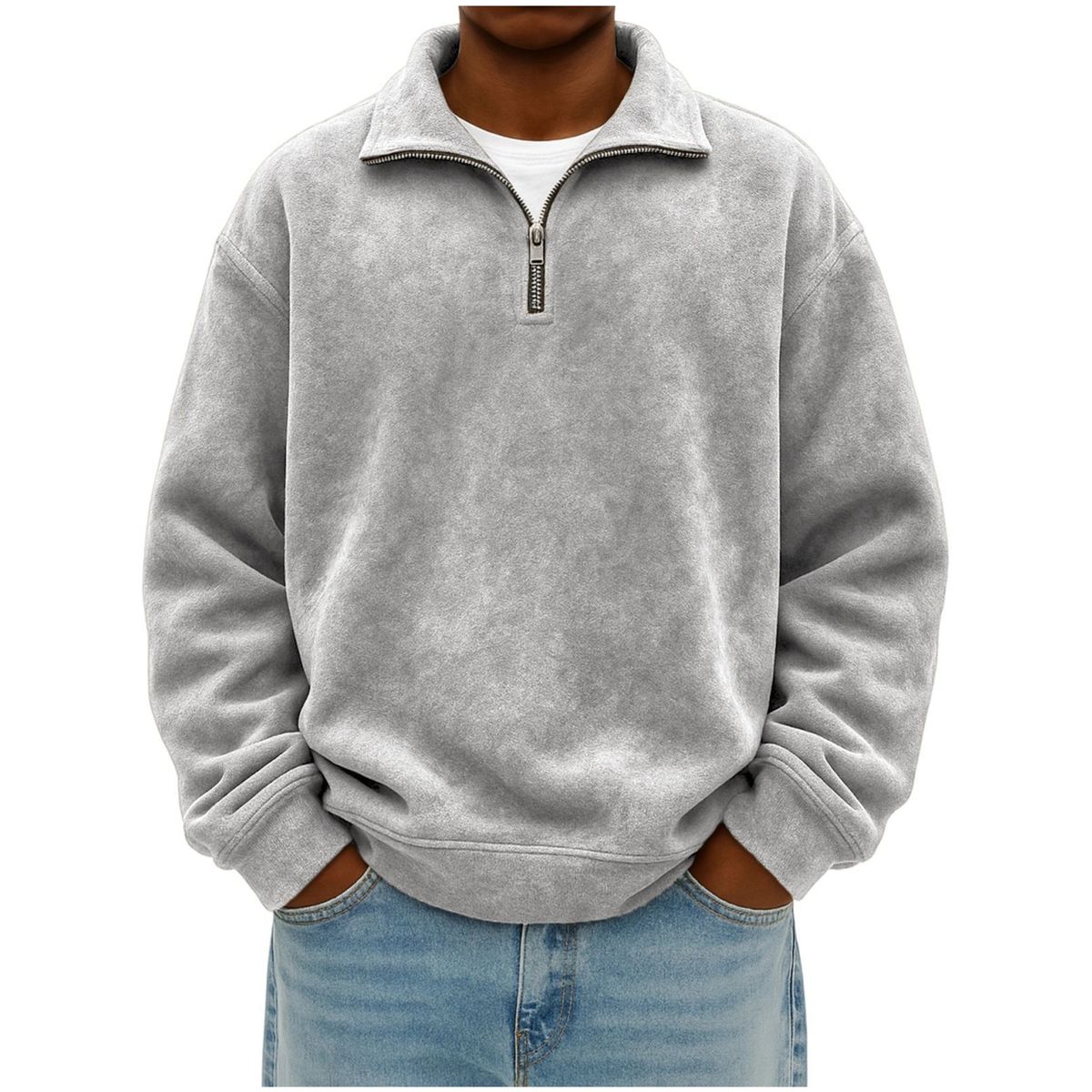 Men’s Vintage Cotton Half-Zip Pullover Sweatshirt