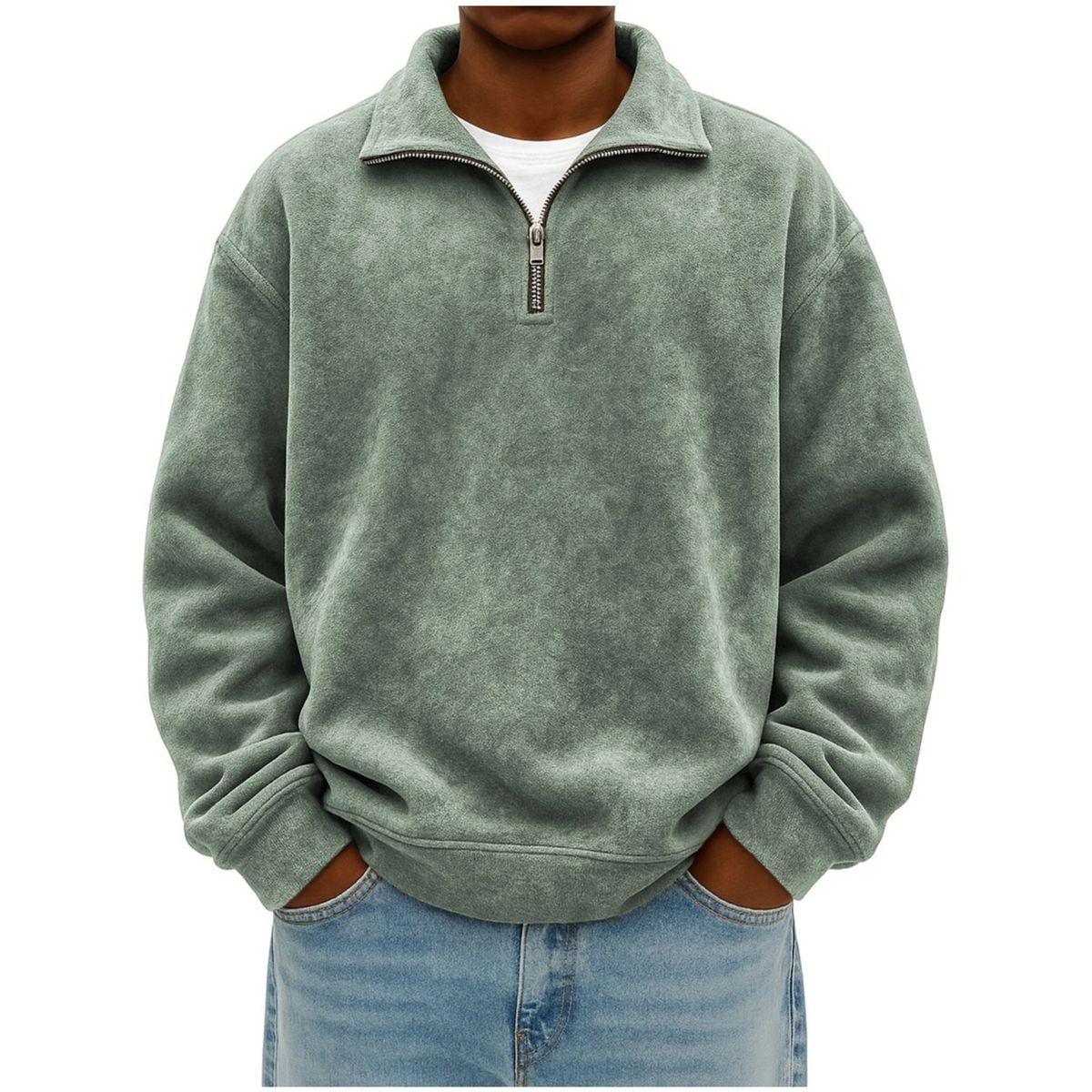 Men’s Vintage Cotton Half-Zip Pullover Sweatshirt