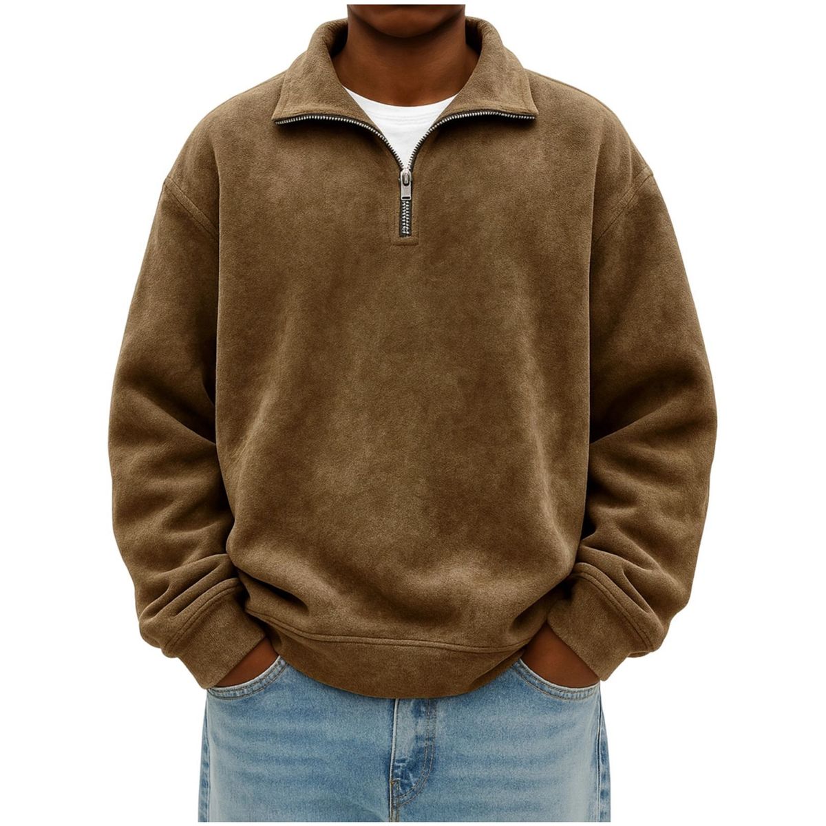 Men’s Vintage Cotton Half-Zip Pullover Sweatshirt