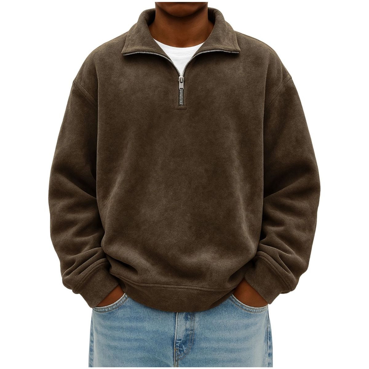 Men’s Vintage Cotton Half-Zip Pullover Sweatshirt