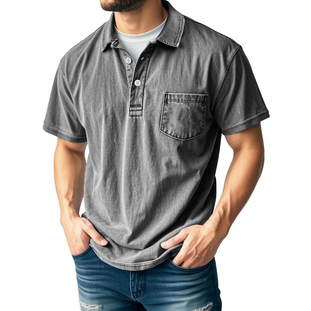 Men's Vintage Washed Short Sleeve Polo Shirt