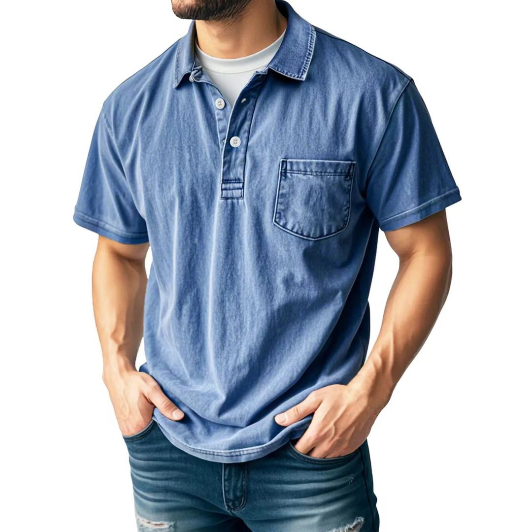 Men's Vintage Washed Short Sleeve Polo Shirt