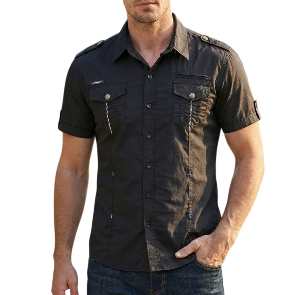 Men’s Cotton Utility Short-Sleeve Shirt