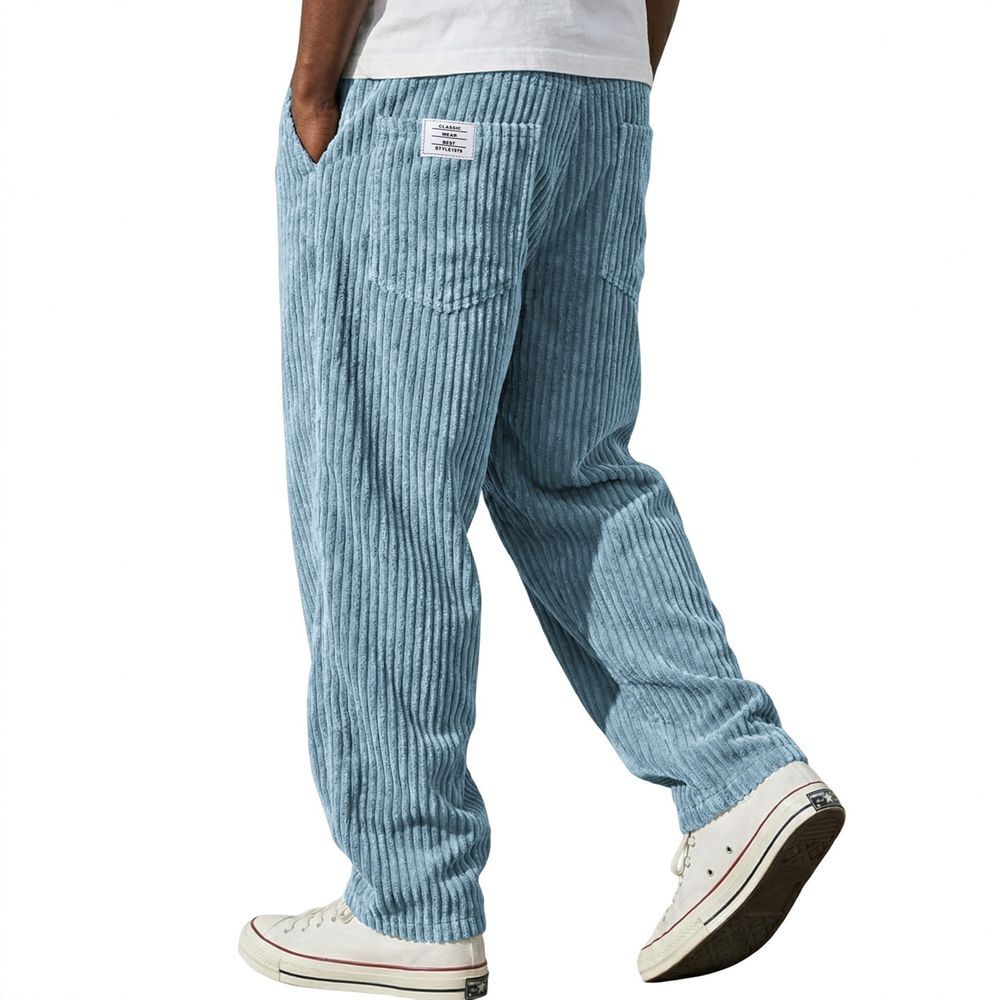 Men's Ribbed Corduroy Pants with Elastic Waistband