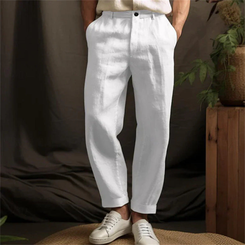 Linen Pants Chinos Solid Color
