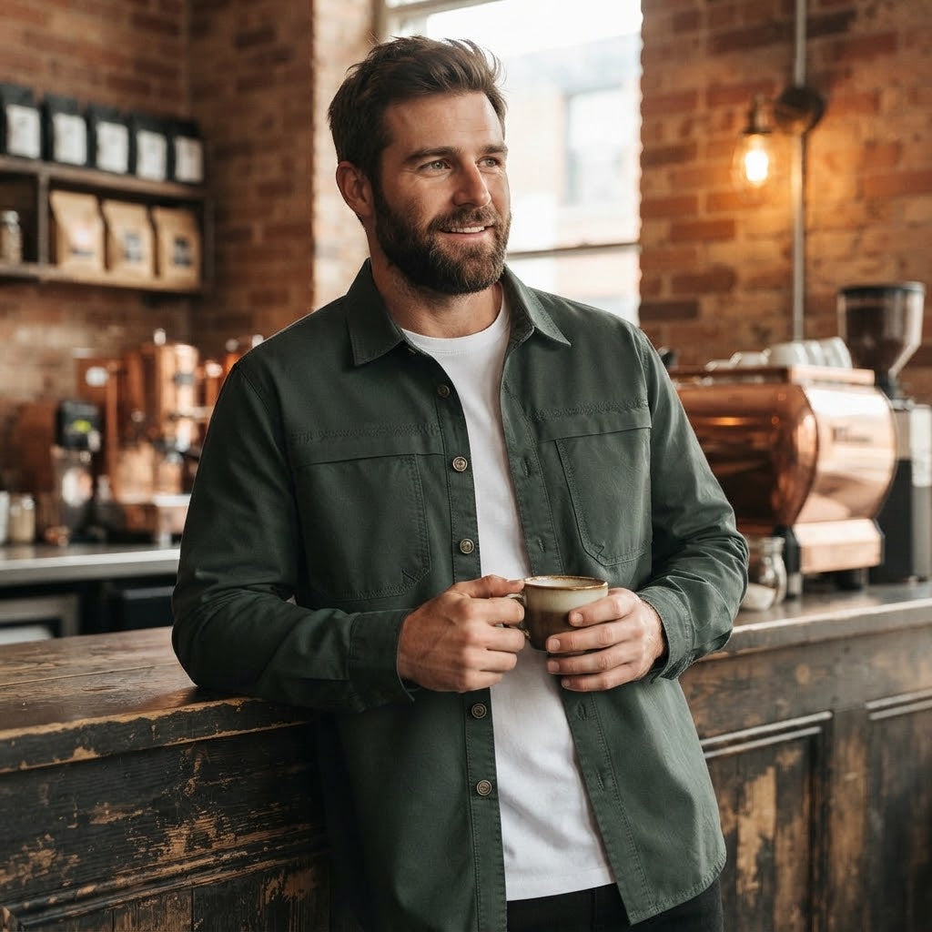 Men’s Washed Cotton Utility Shirt Jacket
