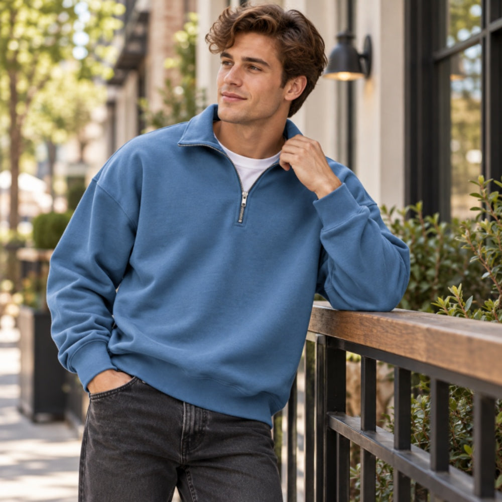 Men’s Casual Quarter-Zip Pullover Sweatshirt
