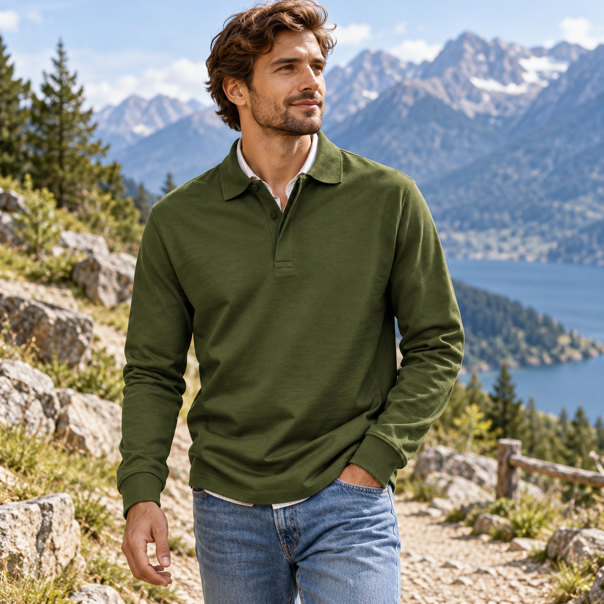 Men's Classic Long Sleeve Polo Shirt