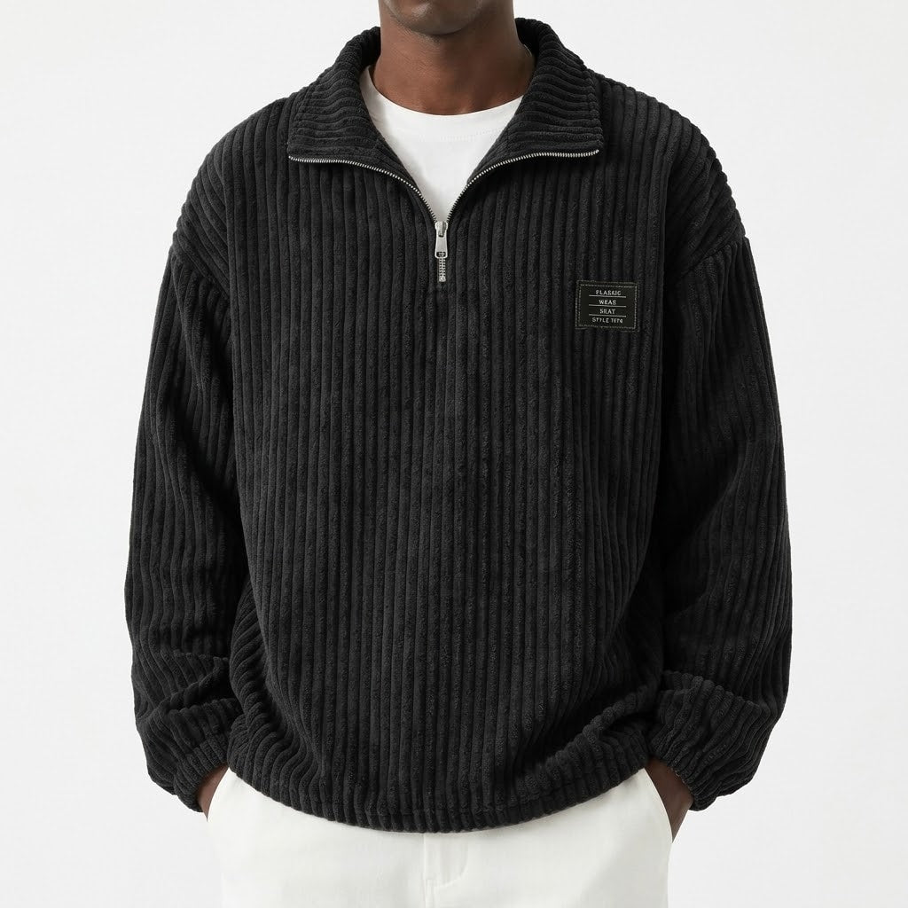 Men's Corduroy Half-Zip Pullover Sweatshirt