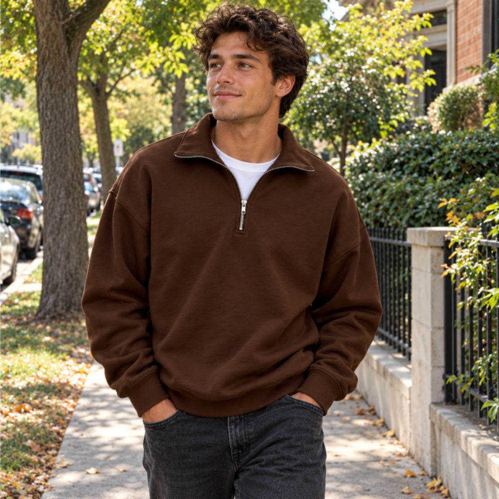 Men’s Casual Quarter-Zip Pullover Sweatshirt