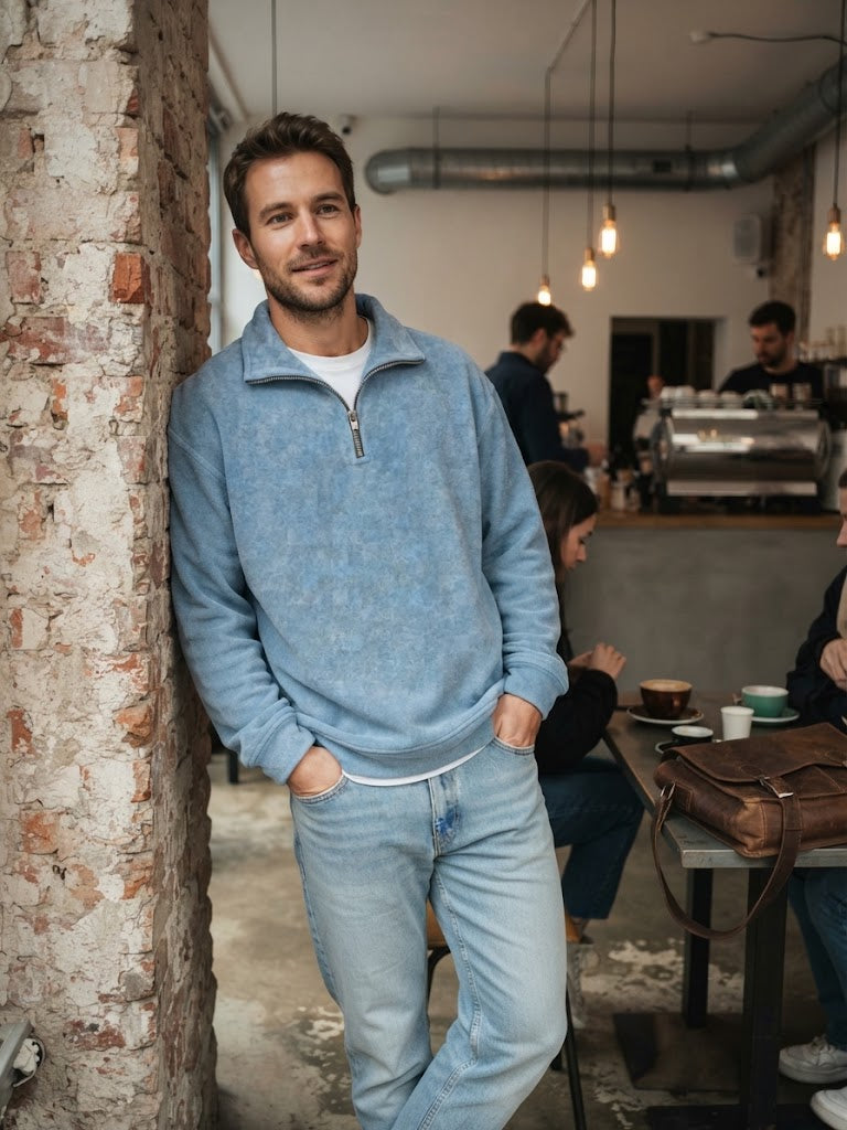 Men's Soft Fleece Quarter-Zip Pullover Sweatshirt