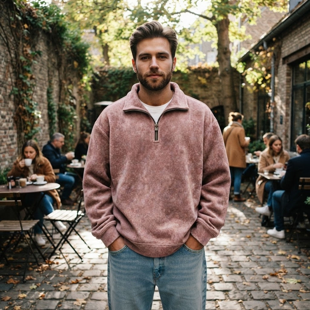 Men's Soft Fleece Quarter-Zip Pullover Sweatshirt