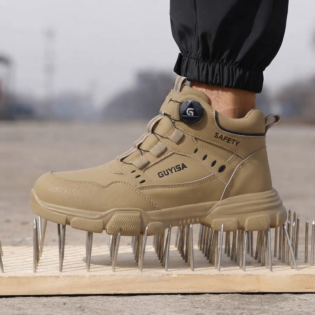Men’s High-Top Safety Work Boots with Impact-Resistant Toe & Smart Dial