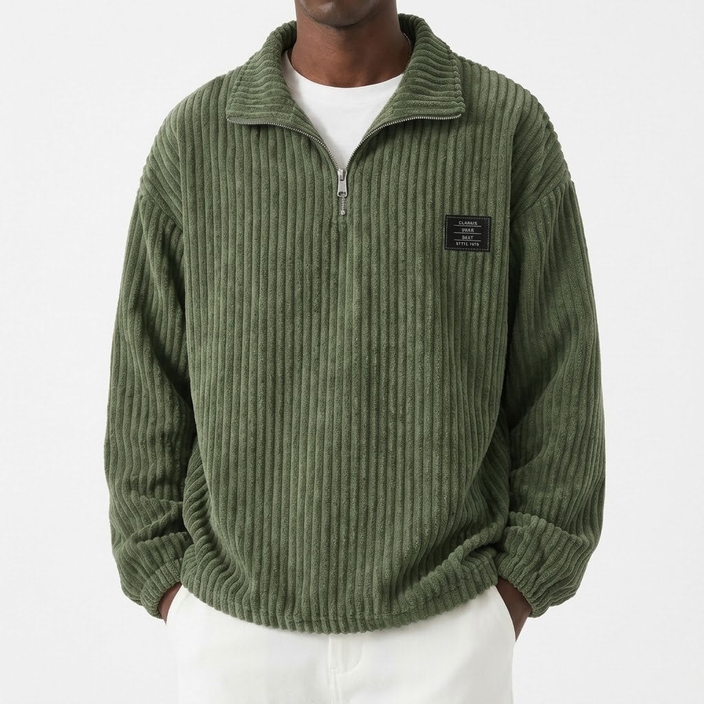 Men's Corduroy Half-Zip Pullover Sweatshirt