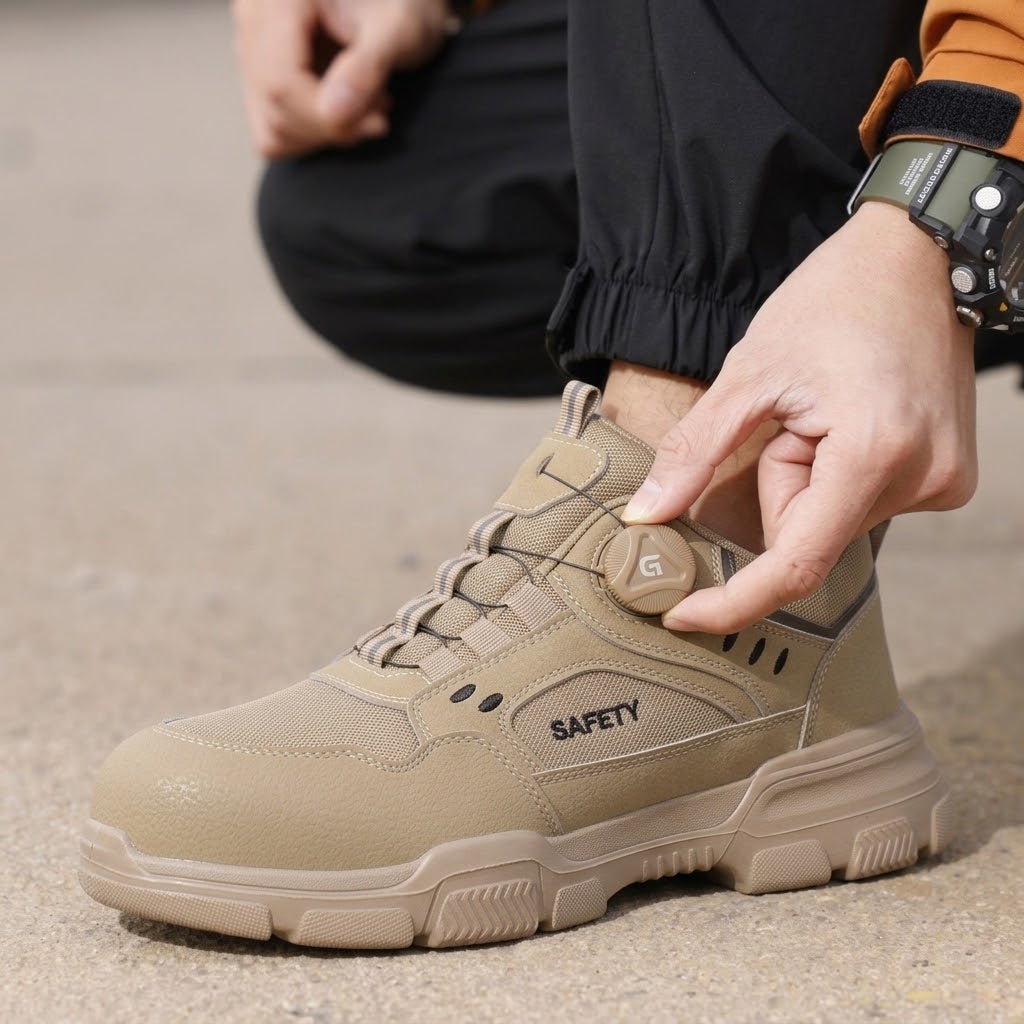 Men's lightweight khaki safety work shoes with smart dial closure - image 6