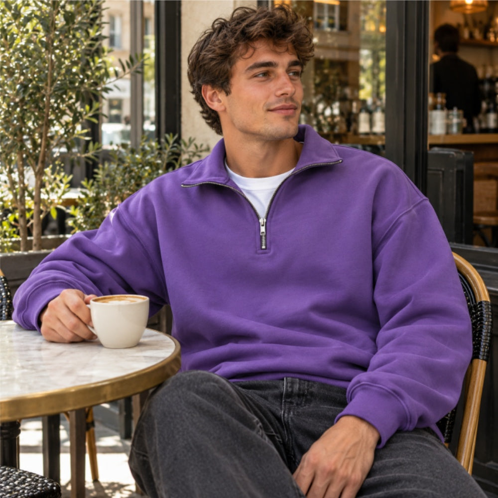 Men’s Casual Quarter-Zip Pullover Sweatshirt