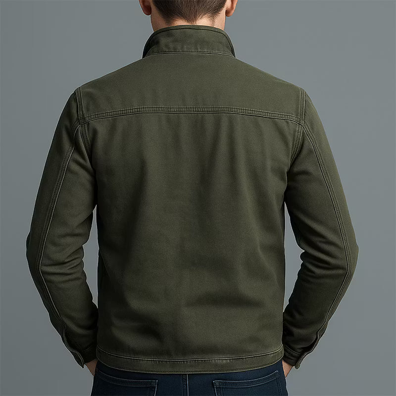 Men's Vintage Casual Cotton Washed Zipper Lapel Jacket