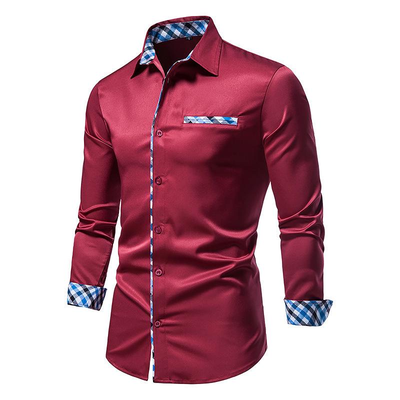 Men's Casual Contrast Button Long Sleeve Shirt