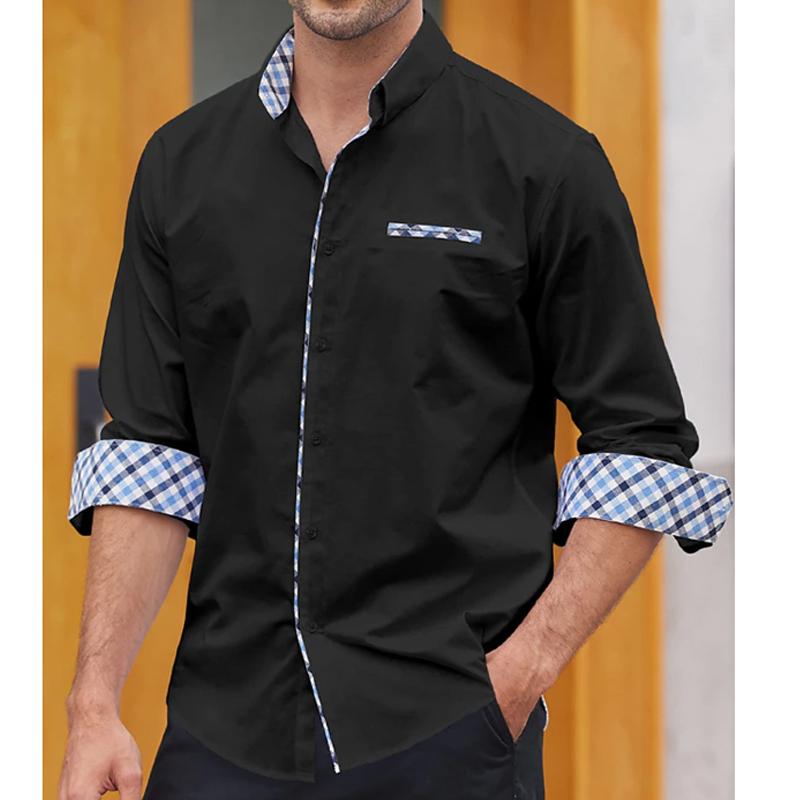 Men's Casual Contrast Button Long Sleeve Shirt