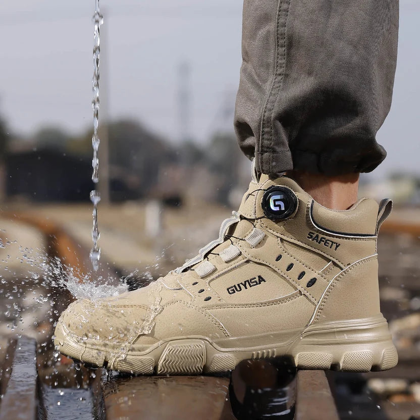 Men’s High-Top Safety Work Boots with Impact-Resistant Toe & Smart Dial